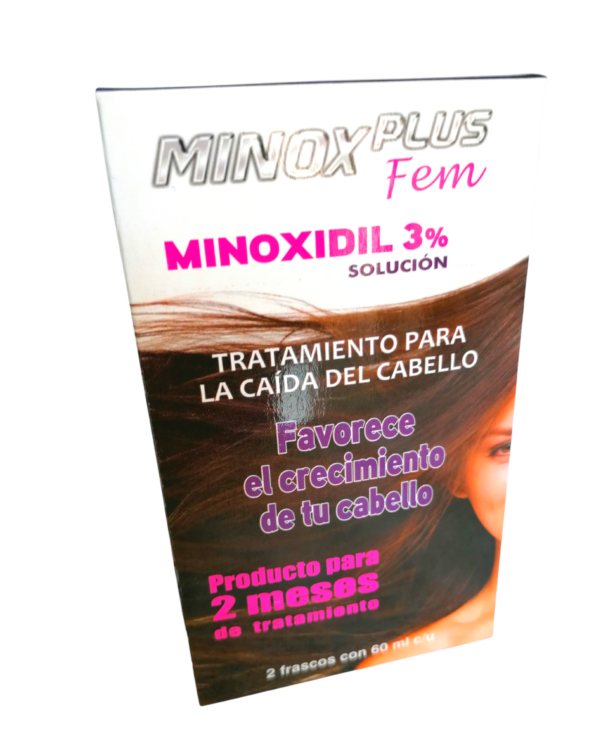 MinoxPlus Fem; fotografía de una caja de tratamiento del cabello.